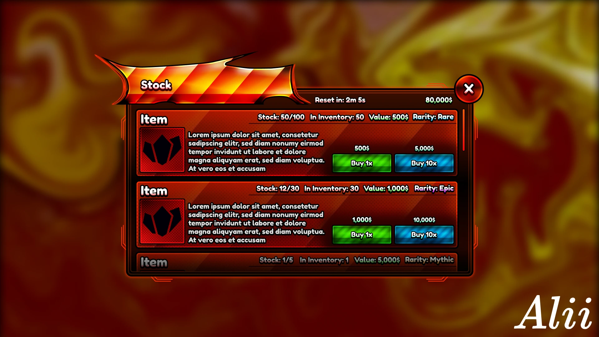 FireStock UI Practice
